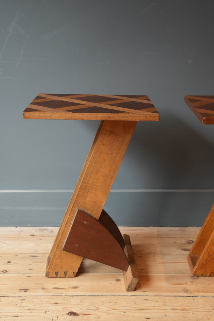 Pair Of French Geometric Bedside or Side Tables