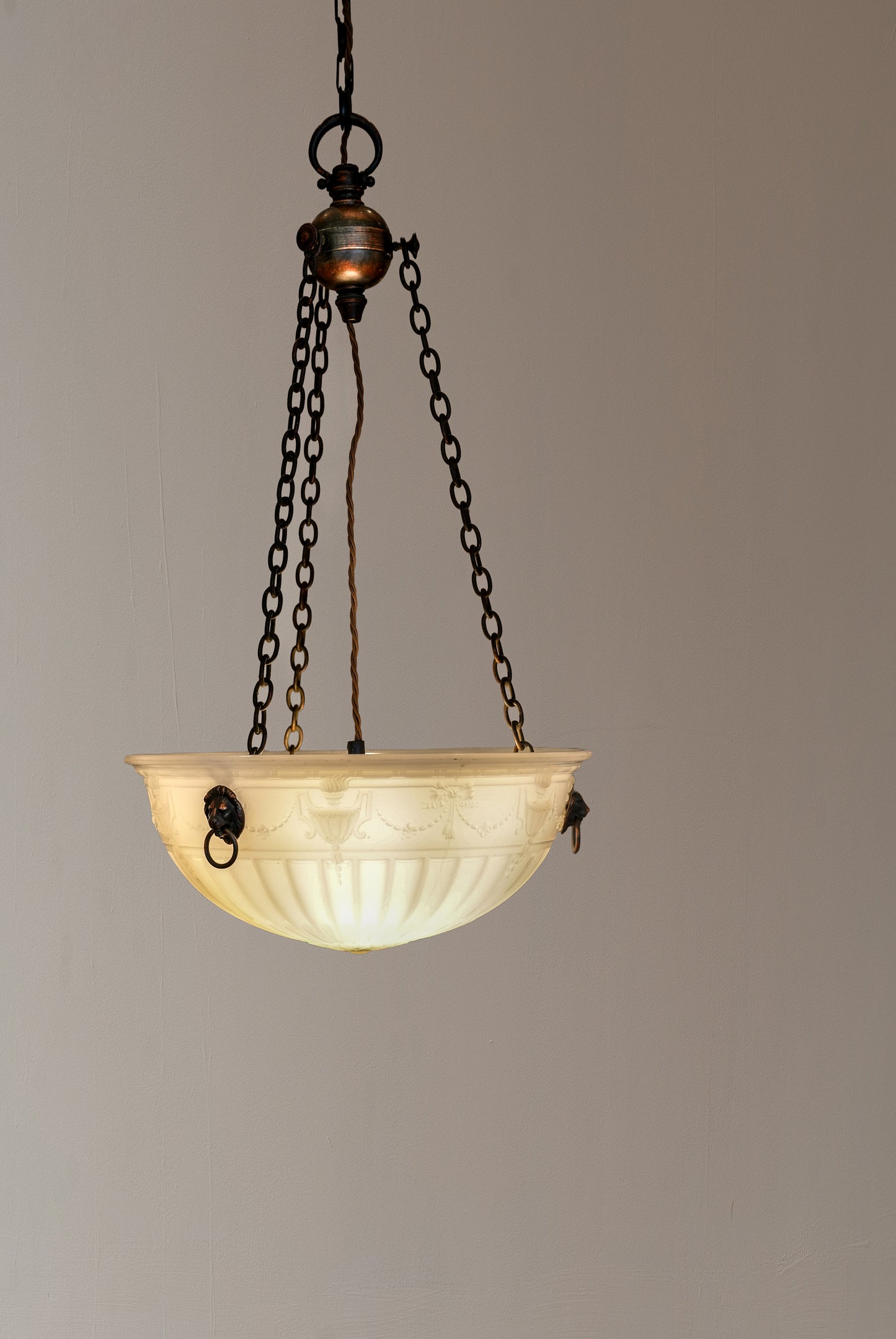 Large Neoclassical Jefferson Moonstone Plafonnier.