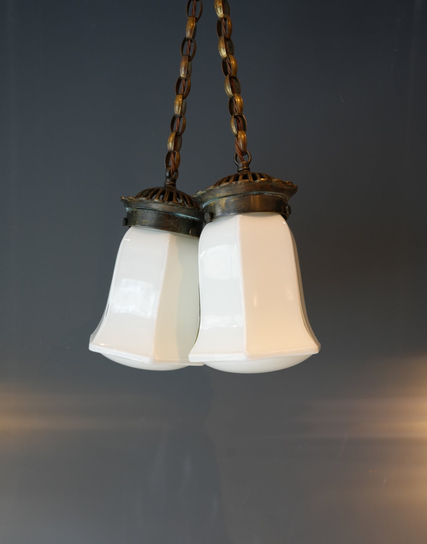 19th C Opaline Pendant Lights.