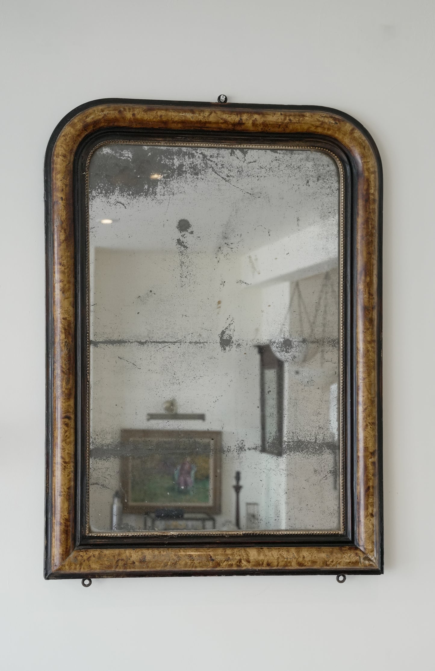 19th-Century French Louis Philippe Burr Veneer Wall Mirror.