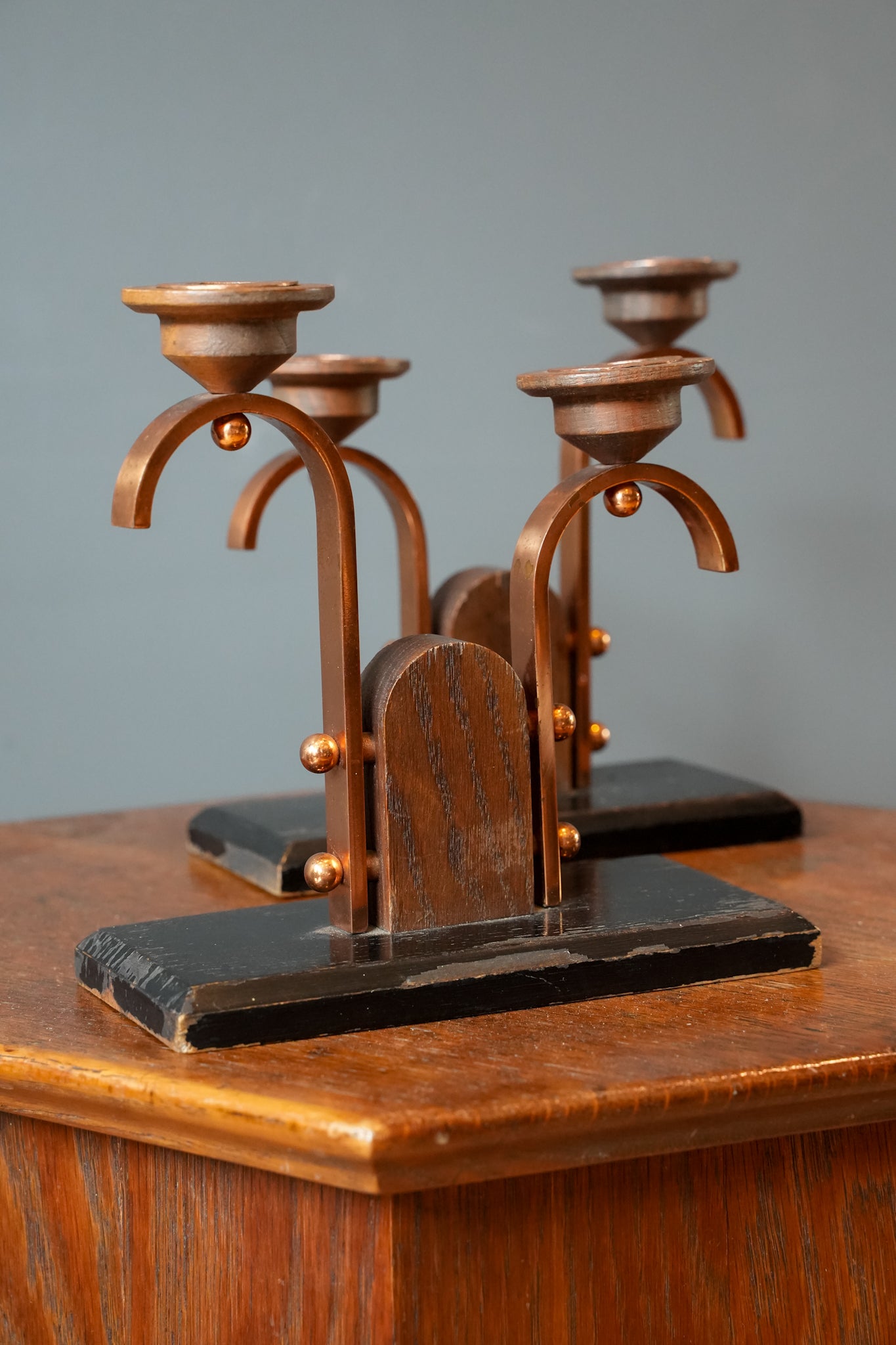 A Pair of Art Deco candlestick holders