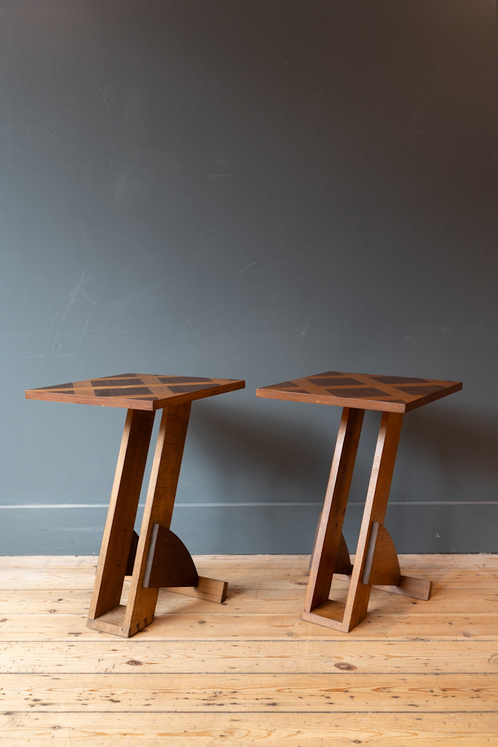 Pair Of French Geometric Bedside or Side Tables