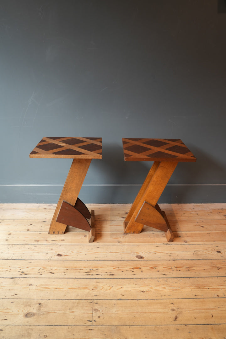 Pair Of French Geometric Bedside or Side Tables
