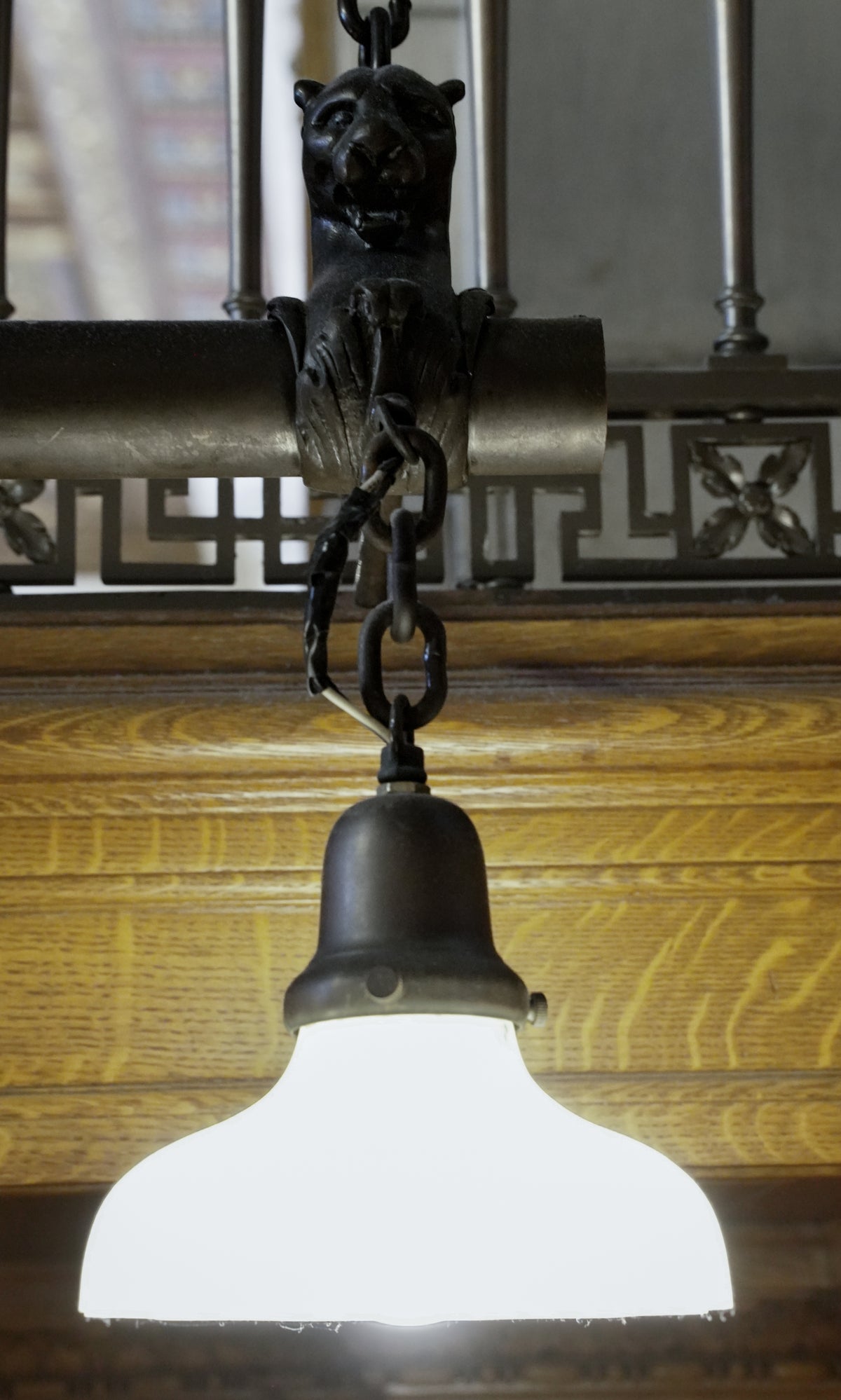 Three Arm Ceiling Pendant Light / Electrolier attrib to GEC.