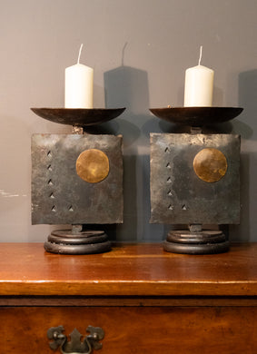 A Pair Of Brutalist Candlestick Holders