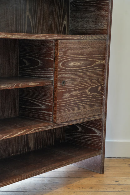 1930s Limed chestnut cabinet.