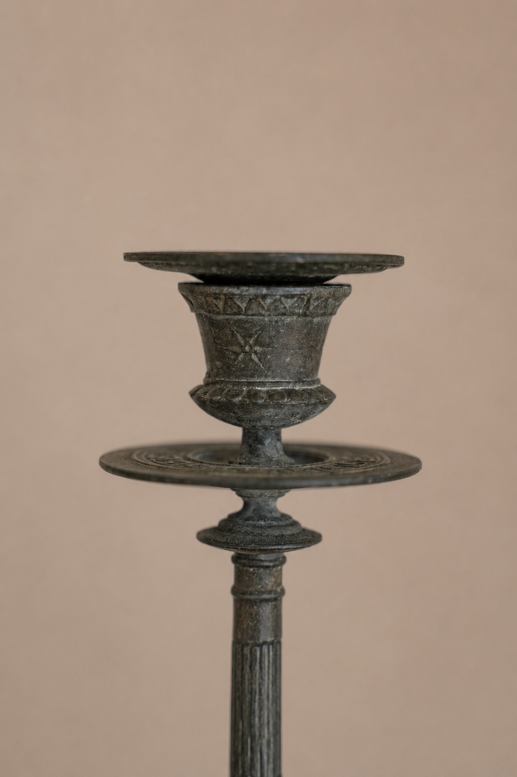 French Neo-Grec spelter candlesticks.