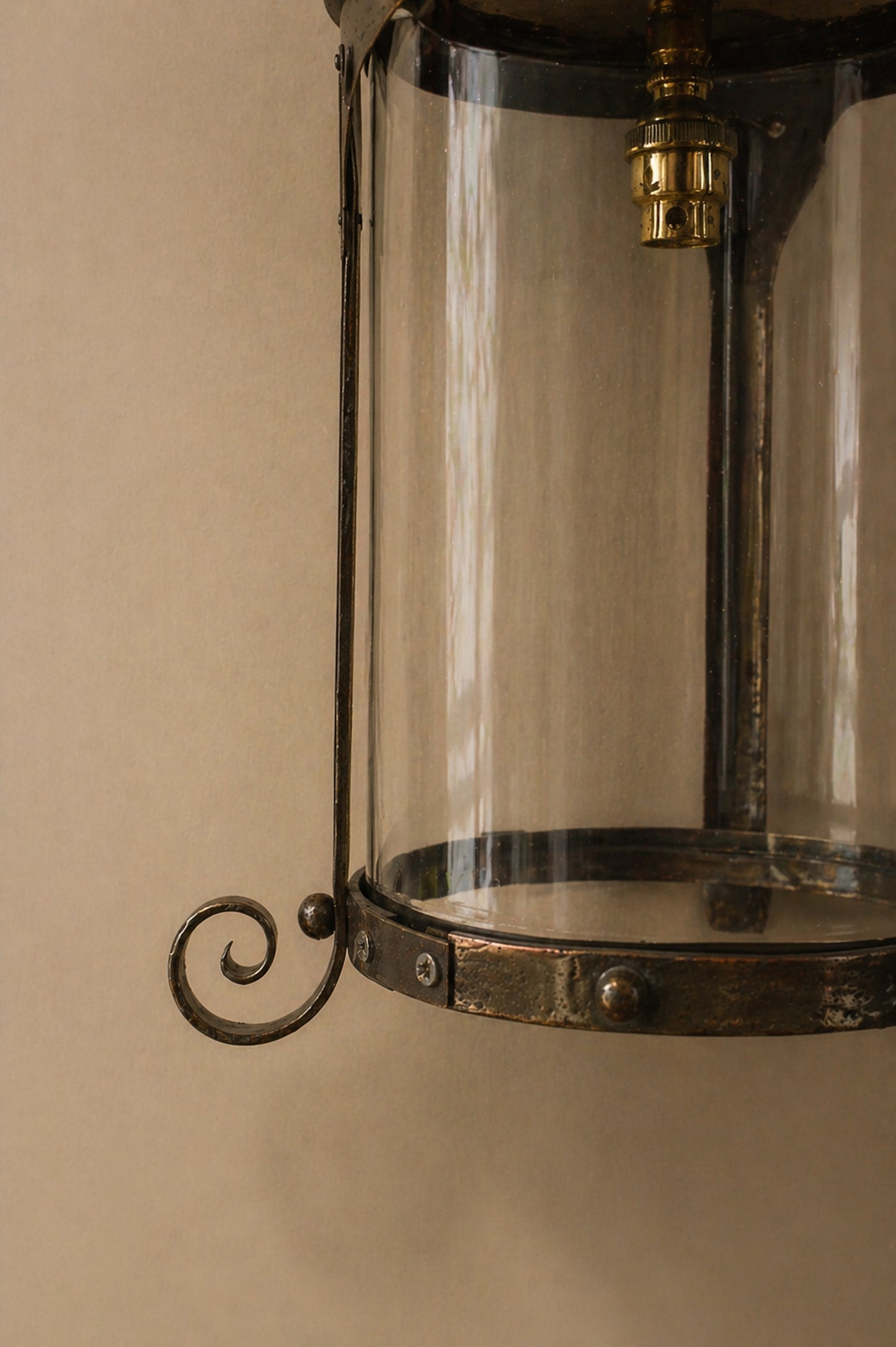 Arts & Crafts electrified gas lantern.