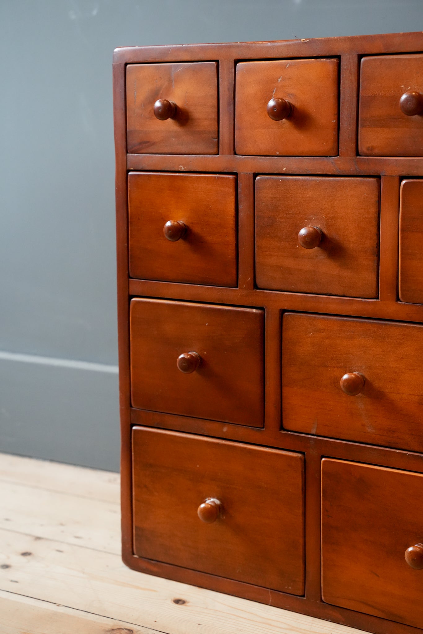 Bank of apothecary style drawers