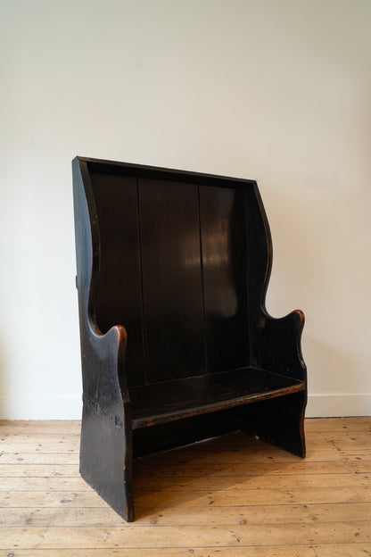 Petite Painted Pine Tavern Settle.