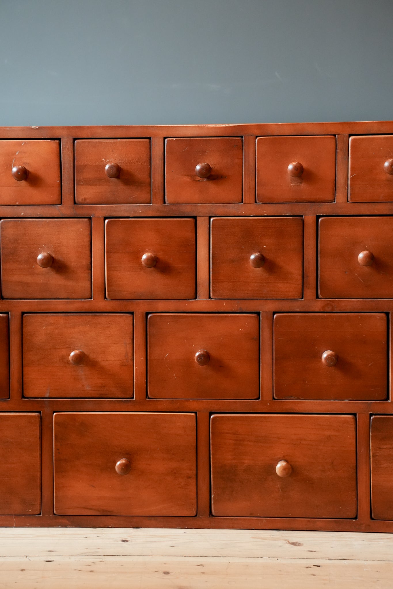 Bank of apothecary style drawers