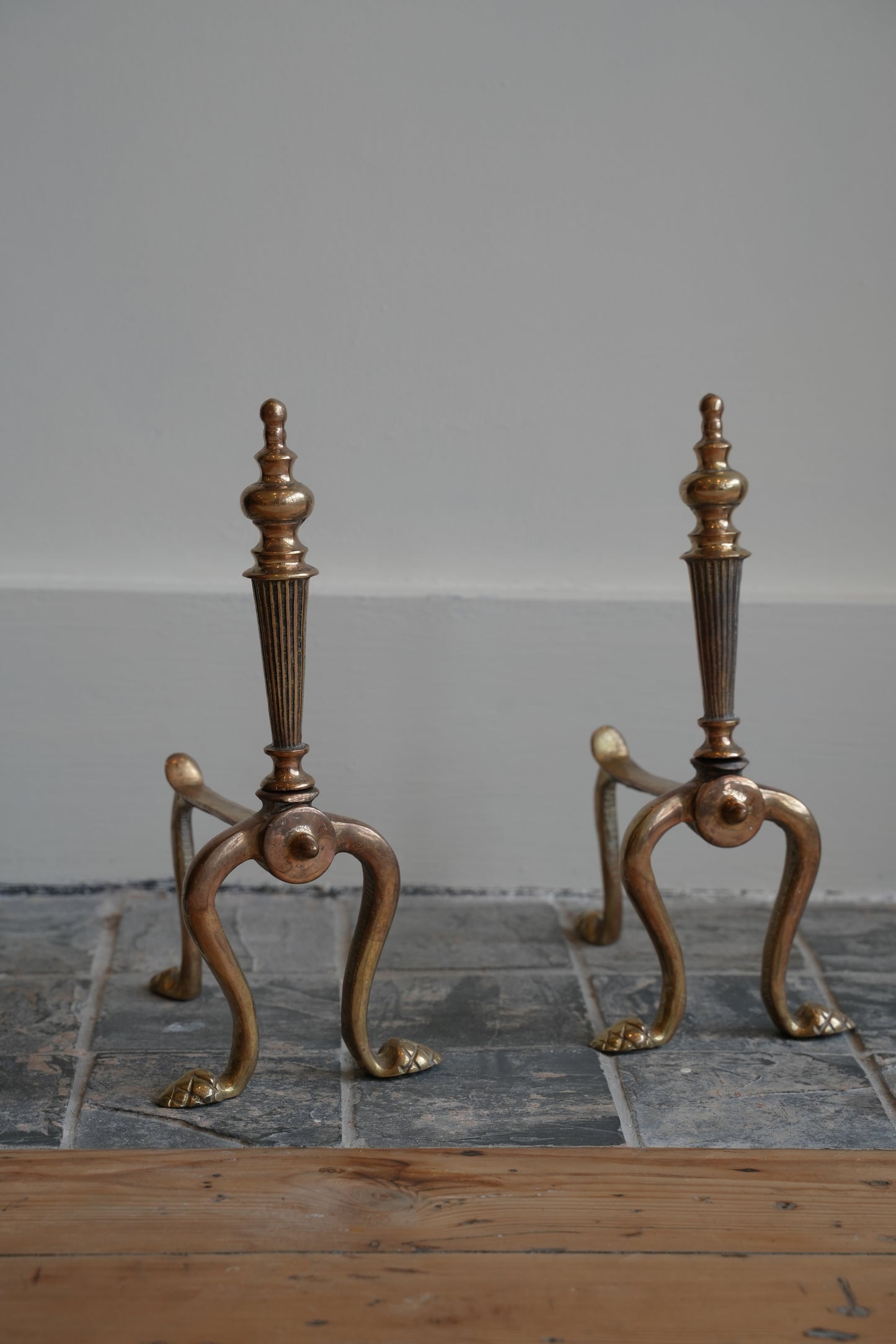 Victorian brass firedogs