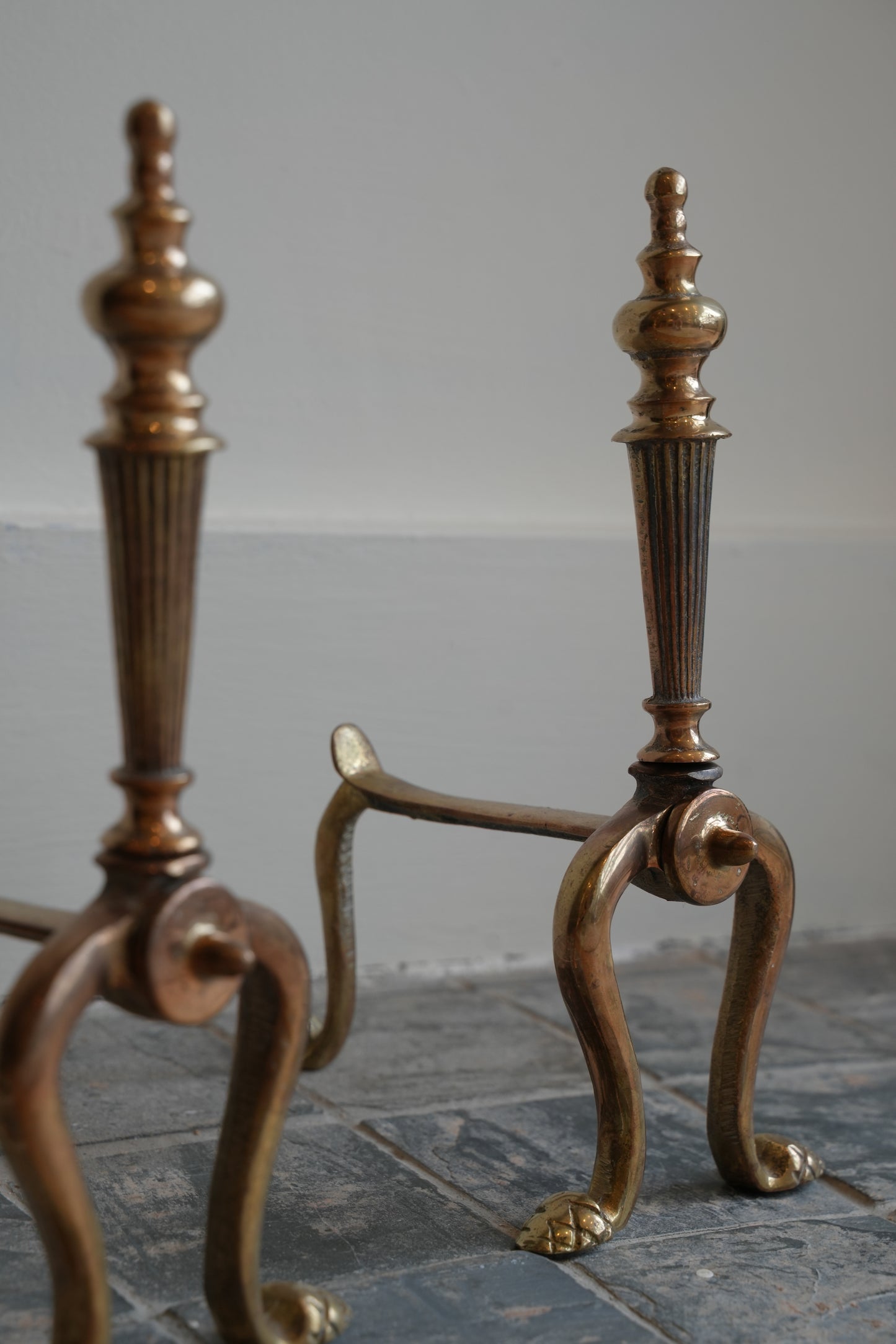 Victorian brass firedogs