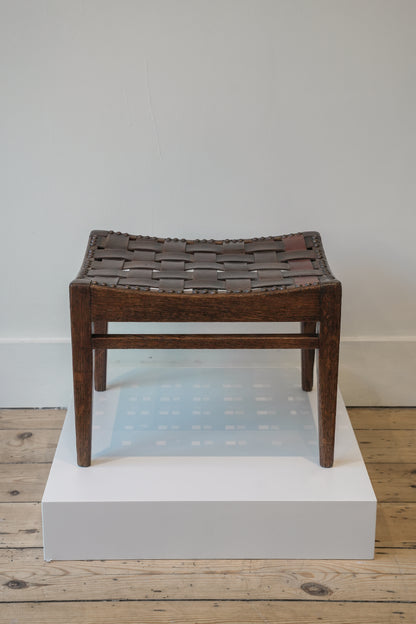 Arthur Simpson, The Handicrafts, Kendall. Woven Leather Footstool.