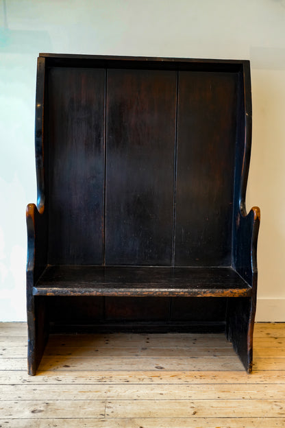 Petite Painted Pine Tavern Settle.