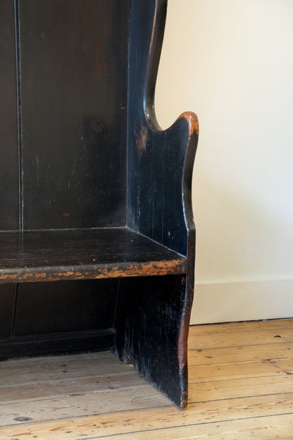 Petite Painted Pine Tavern Settle.