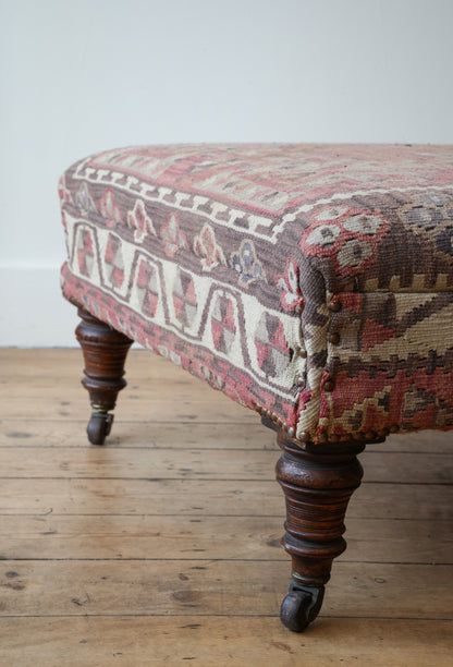 1920s Kilim covered ottoman footstool