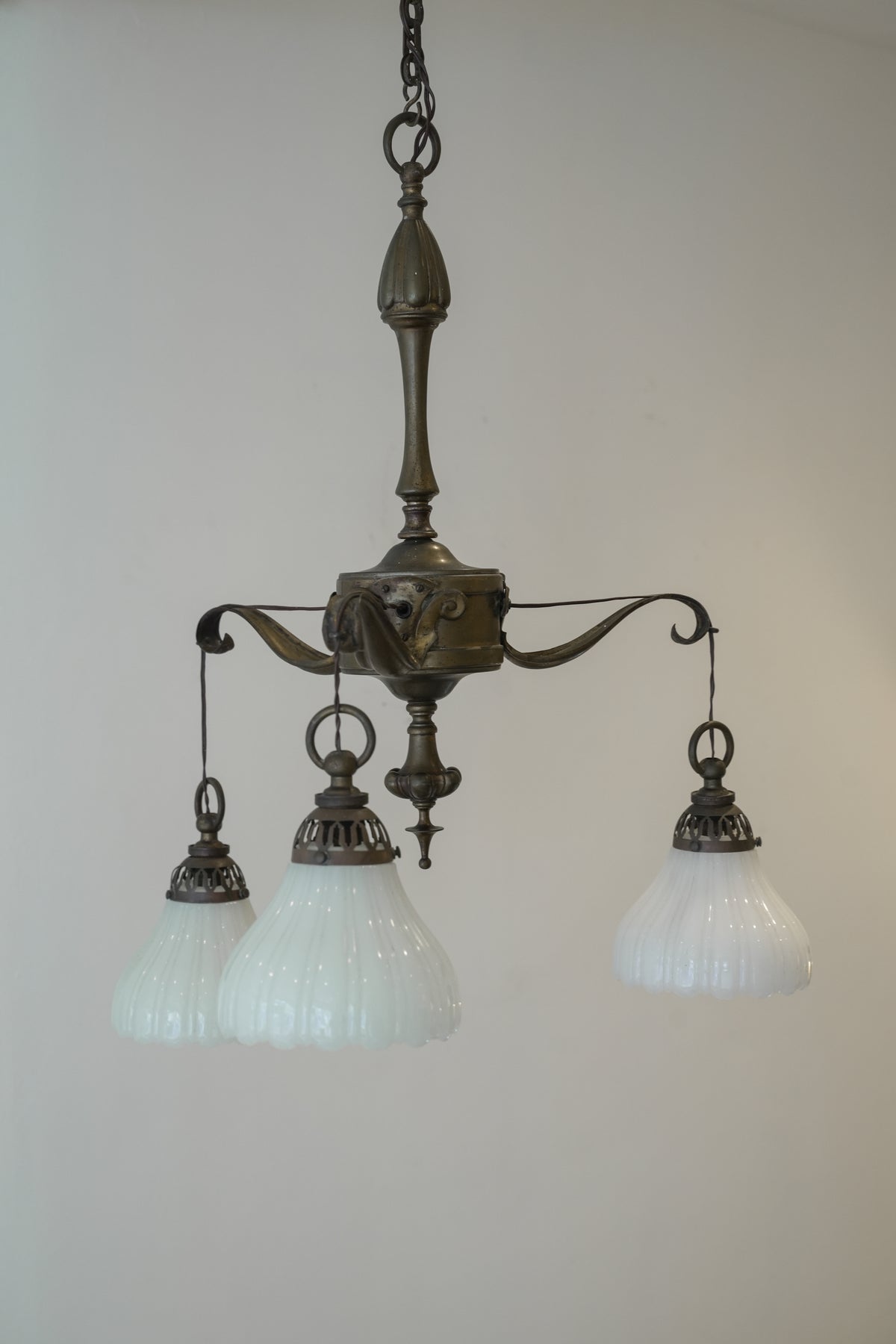 Three Arm Ceiling Pendant Light / Electrolier attrib to GEC.