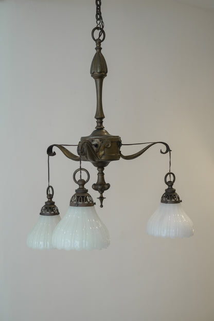 Three Arm Ceiling Pendant Light / Electrolier attrib to GEC.