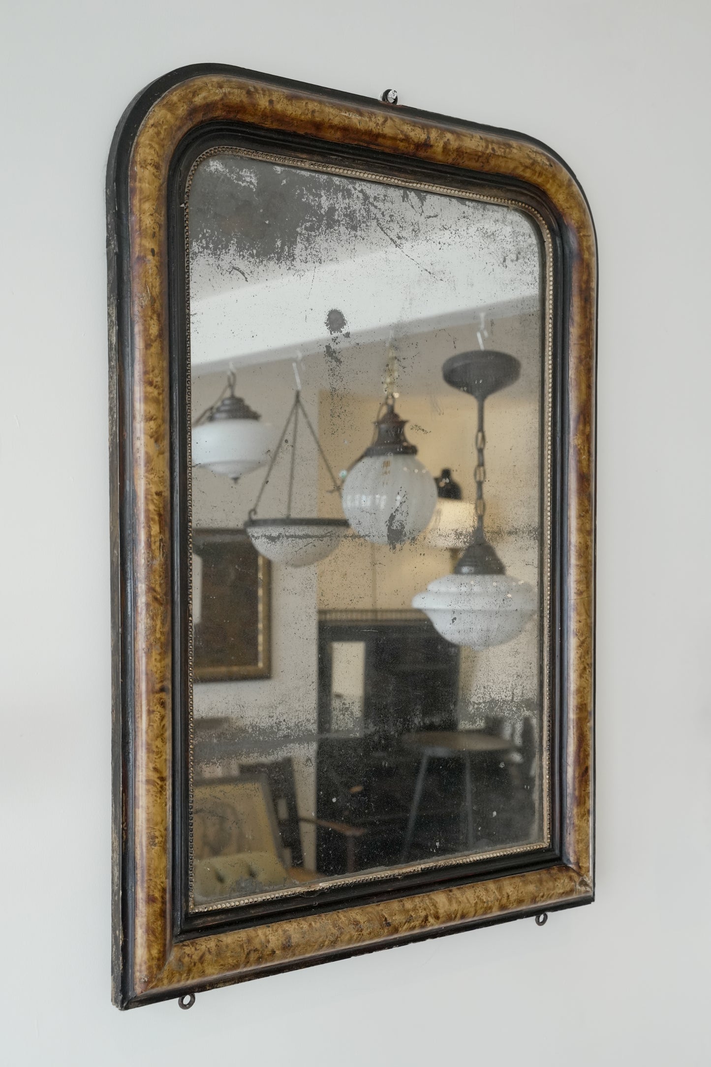 19th-Century French Louis Philippe Burr Veneer Wall Mirror.