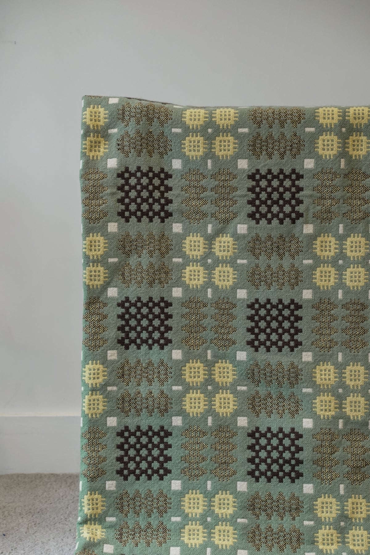 Rare double weave Welsh Blanket in green.