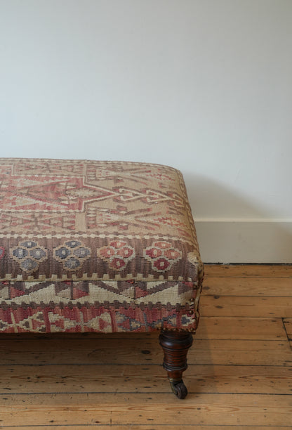 1920s Kilim covered ottoman footstool