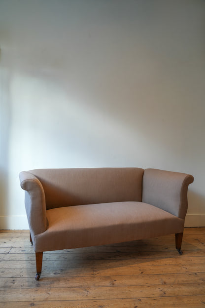Petite English Linen Sofa.