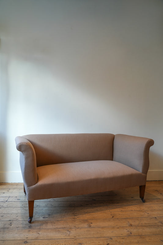 Petite English Linen Sofa.