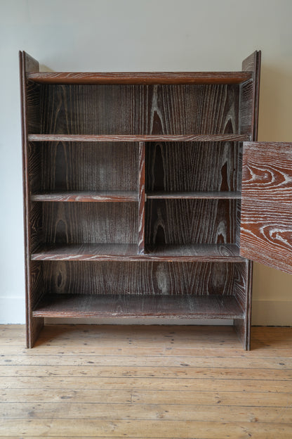 1930s Limed chestnut cabinet.