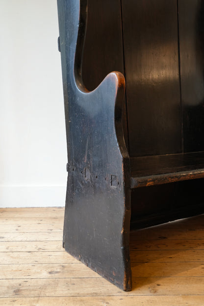 Petite Painted Pine Tavern Settle.