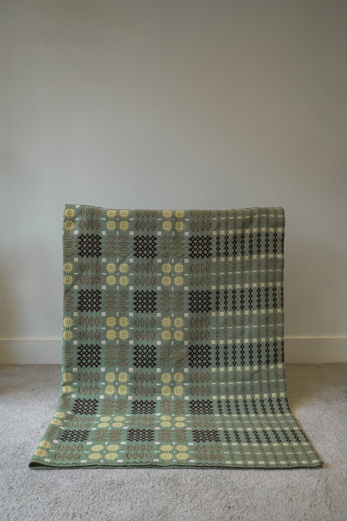 Rare double weave Welsh Blanket in green.