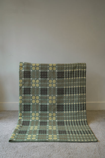 Rare double weave Welsh Blanket in green.