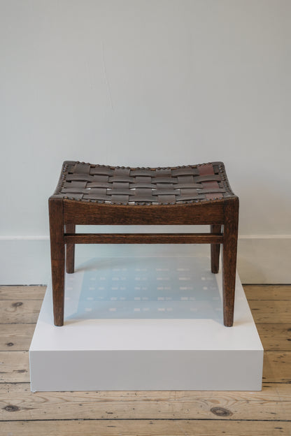 Arthur Simpson, The Handicrafts, Kendall. Woven Leather Footstool.