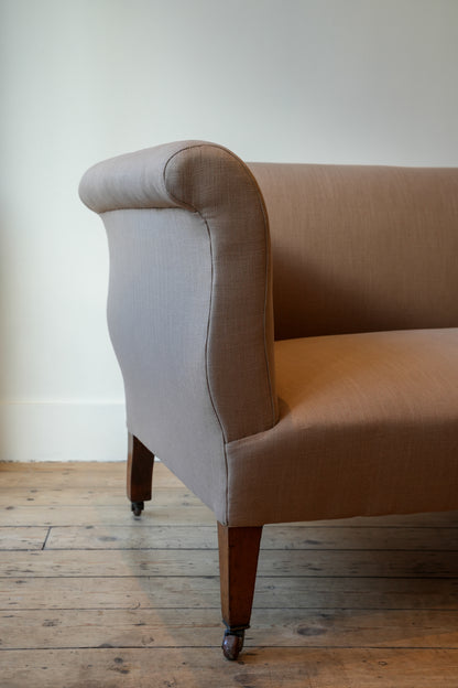 Petite English Linen Sofa.