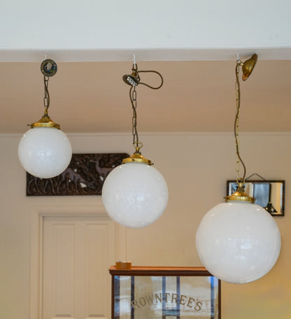 4 x Globe Graduating Size Opaline Pendant Lights