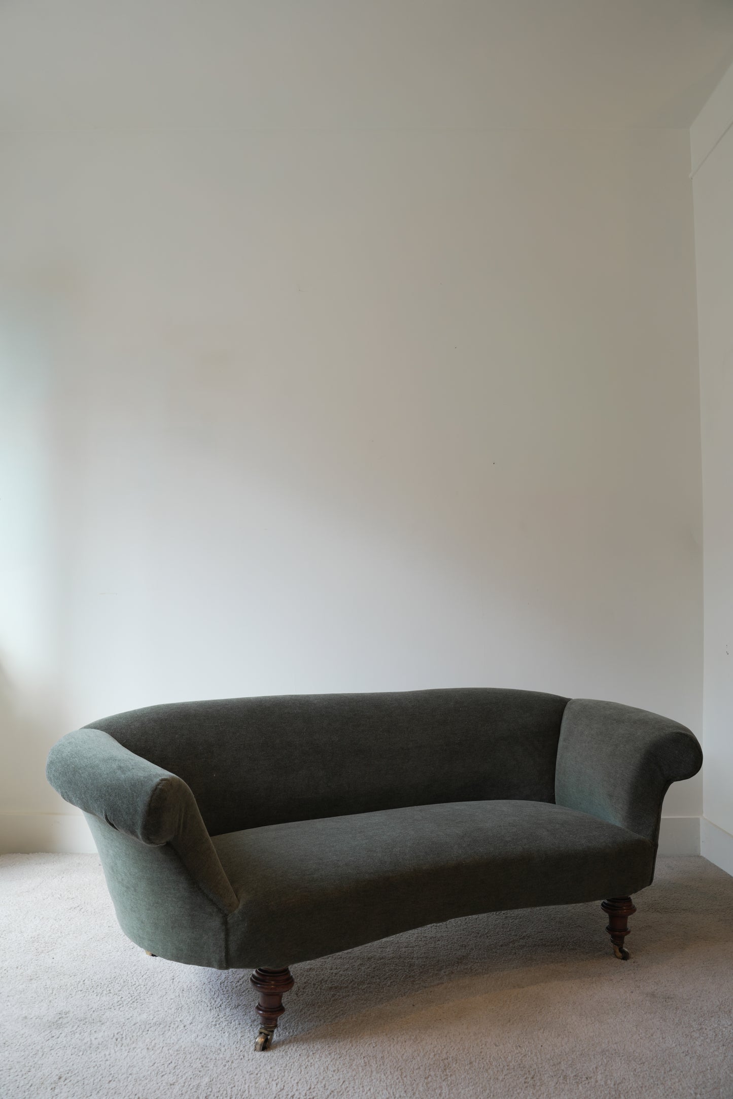 Victorian Mohair Velvet Kidney Sofa.