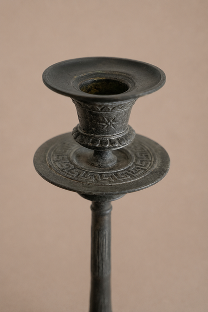 French Neo-Grec spelter candlesticks.
