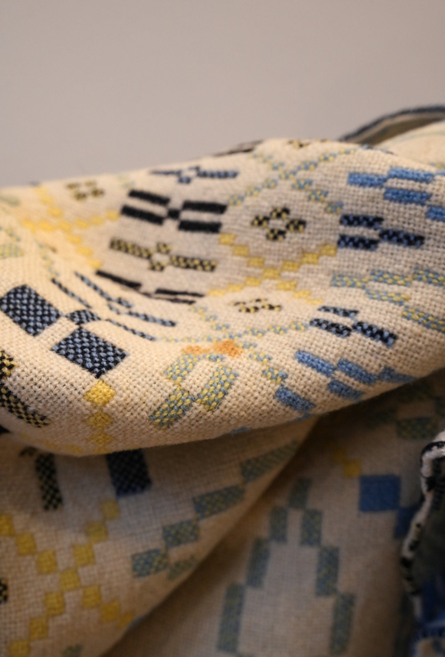 Large Navy & Yellow Derw Mill Welsh Blanket