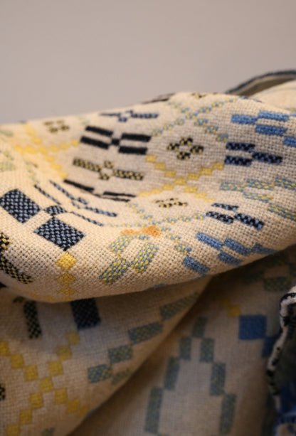 Large Navy & Yellow Derw Mill Welsh Blanket