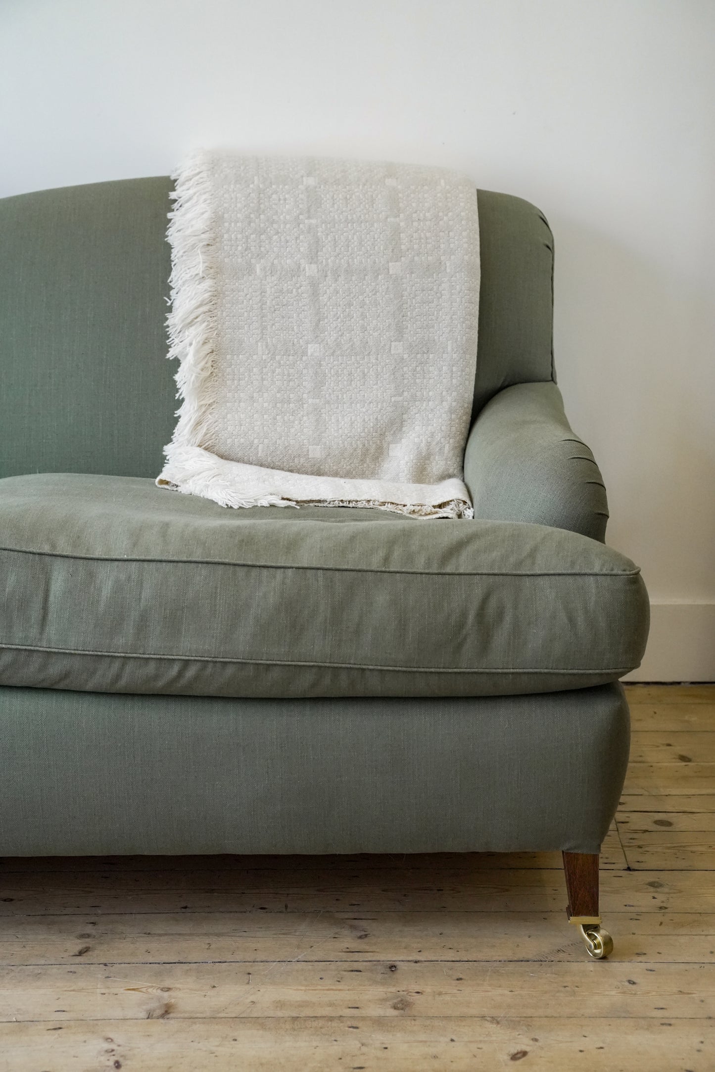 George Smith manner Green Linen Sofa.