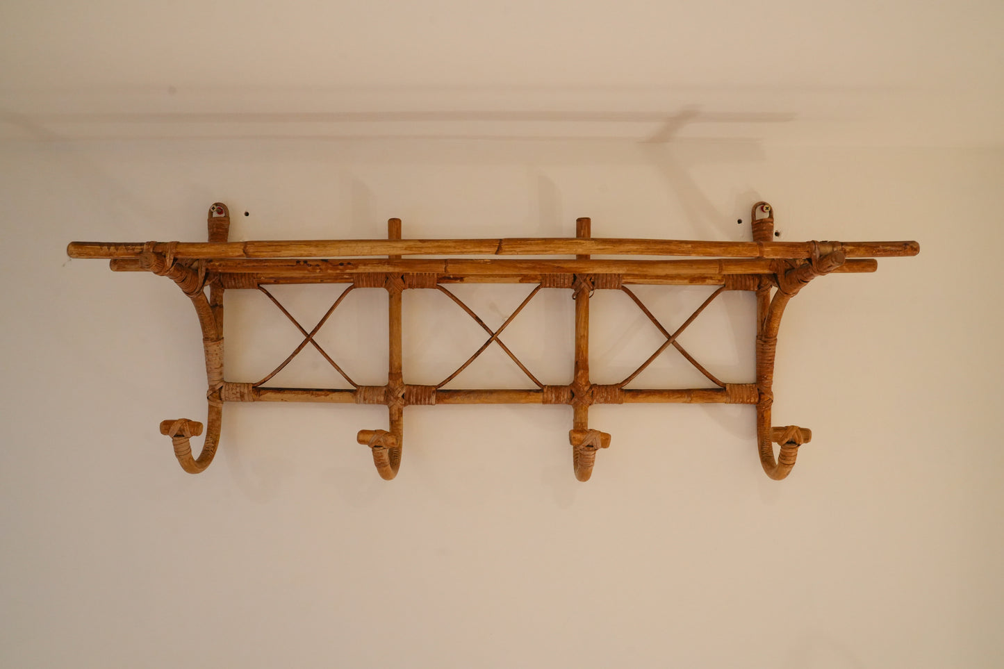 French bamboo & rattan coat & hat rack
