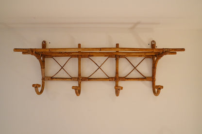 French bamboo & rattan coat & hat rack