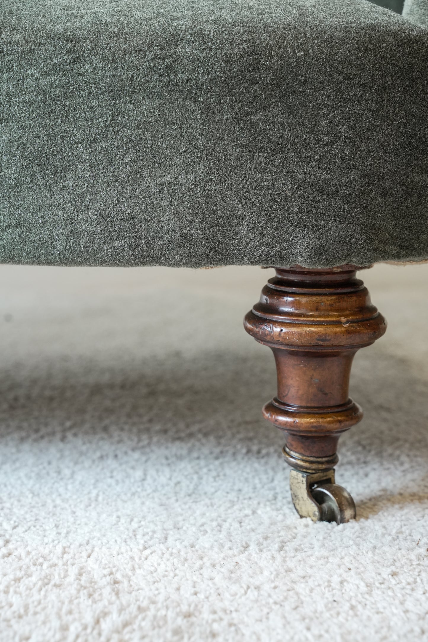 Victorian Mohair Velvet Kidney Sofa.