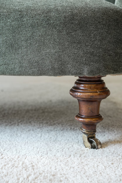 Victorian Mohair Velvet Kidney Sofa.