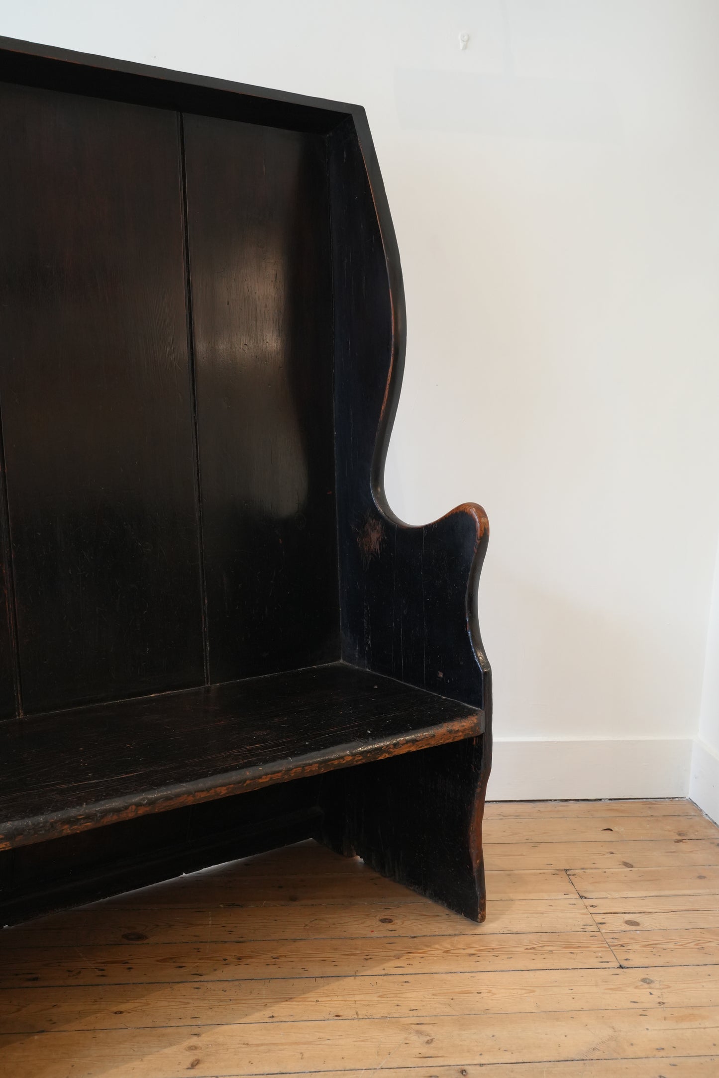 Petite Painted Pine Tavern Settle.