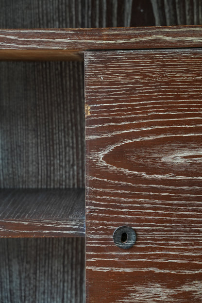 1930s Limed chestnut cabinet.