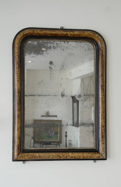19th-Century French Louis Philippe Burr Veneer Wall Mirror.