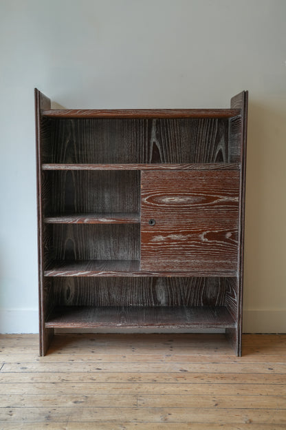 1930s Limed chestnut cabinet.