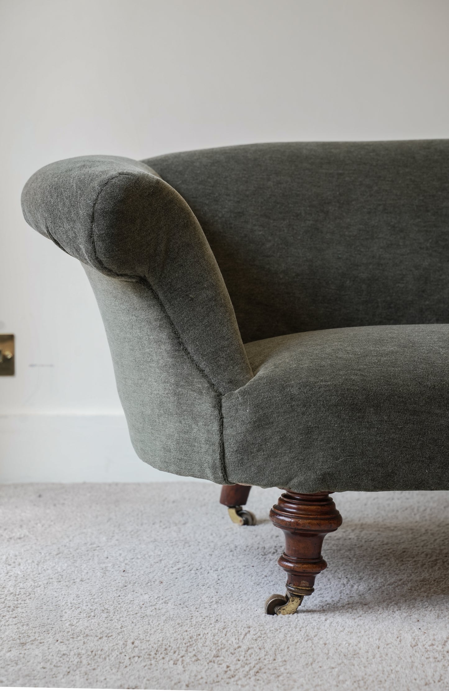 Victorian Mohair Velvet Kidney Sofa.