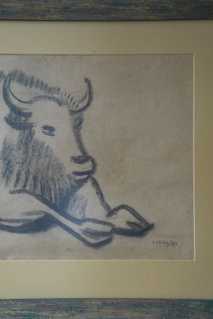 Karl May (1901-1976). Reclining Buffalo.